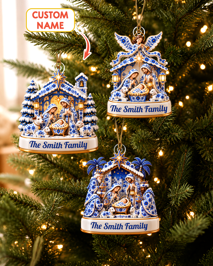 Chinoiserie Nativity Scene- Personalized Acrylic Ornament