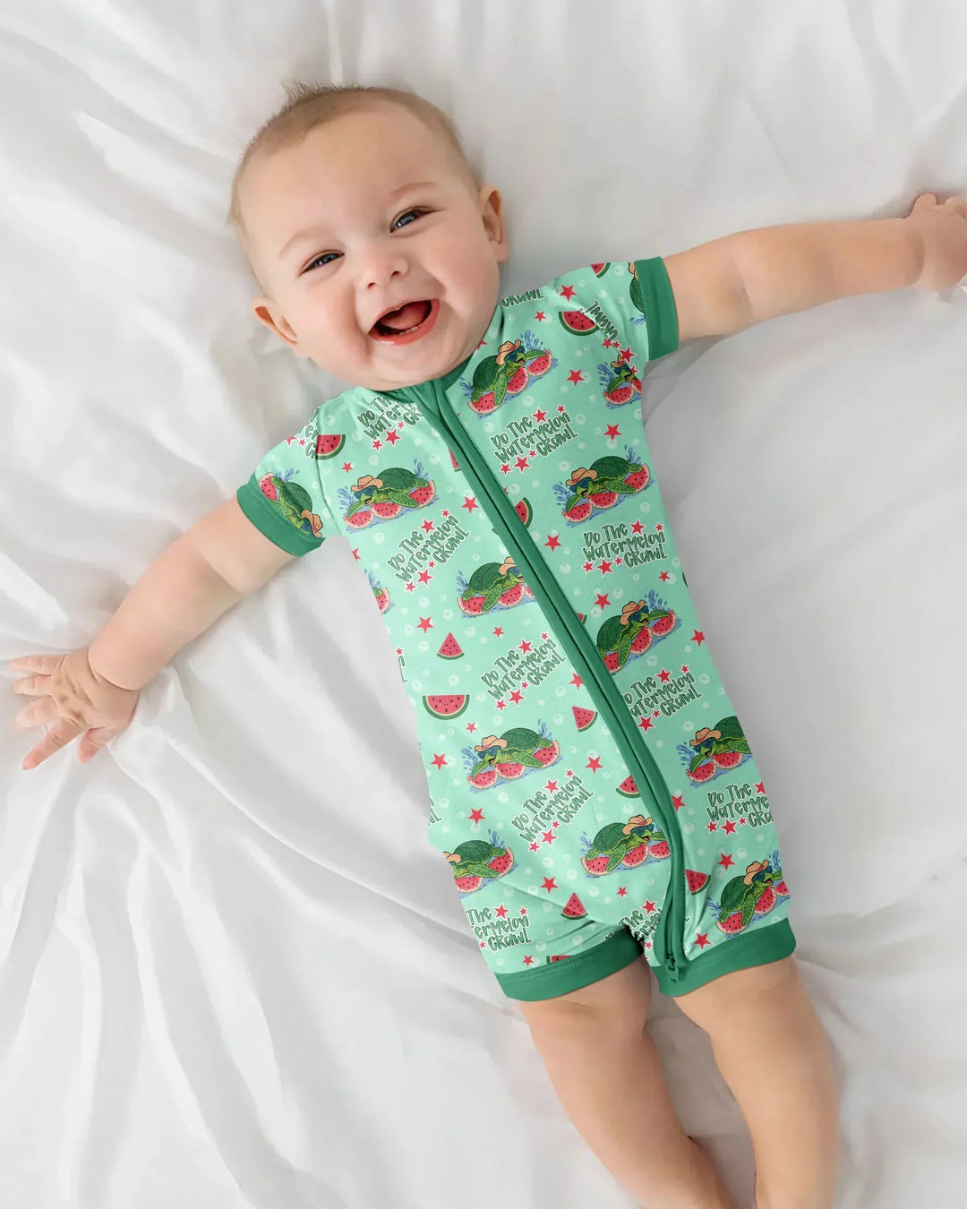 Watermelon Turtle Family Matching Bamboo Shorty Zippy