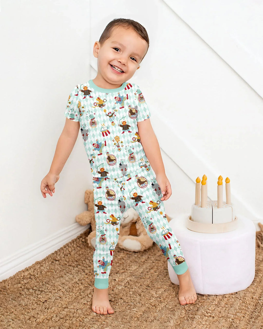 Circus Animal Bamboo Two Piece Short Sleeve Pajama Set