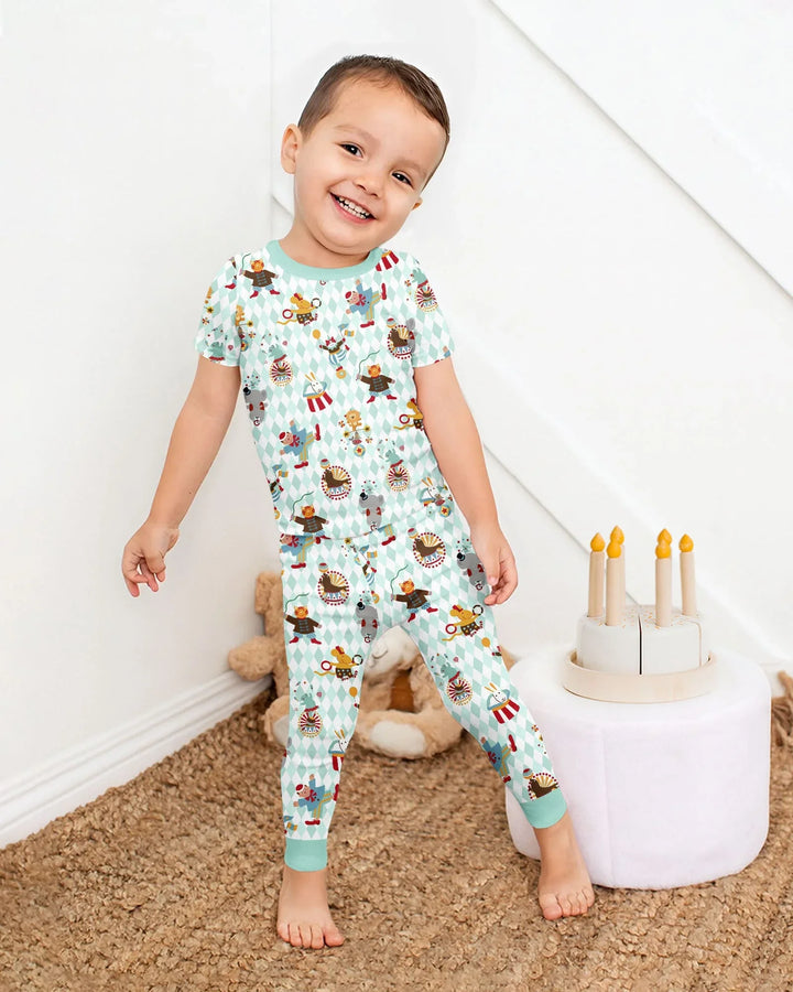 Circus Animal Bamboo Two Piece Short Sleeve Pajama Set