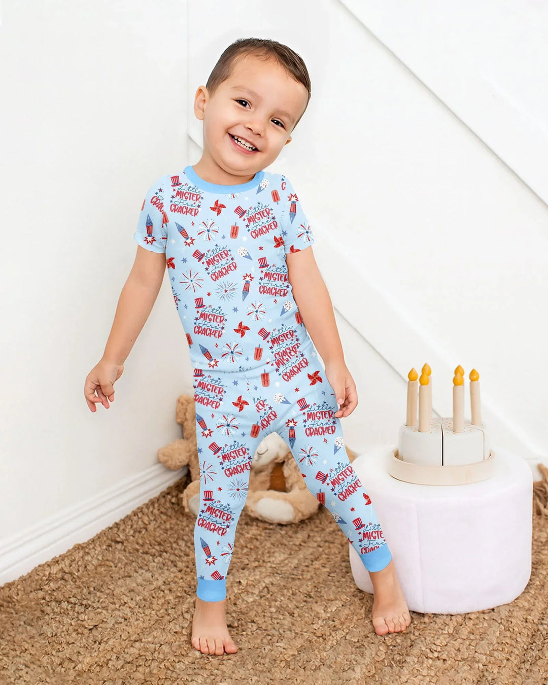 Little Miss Firecracker 4th July Bamboo Two Piece Short Sleeve Pajama Set