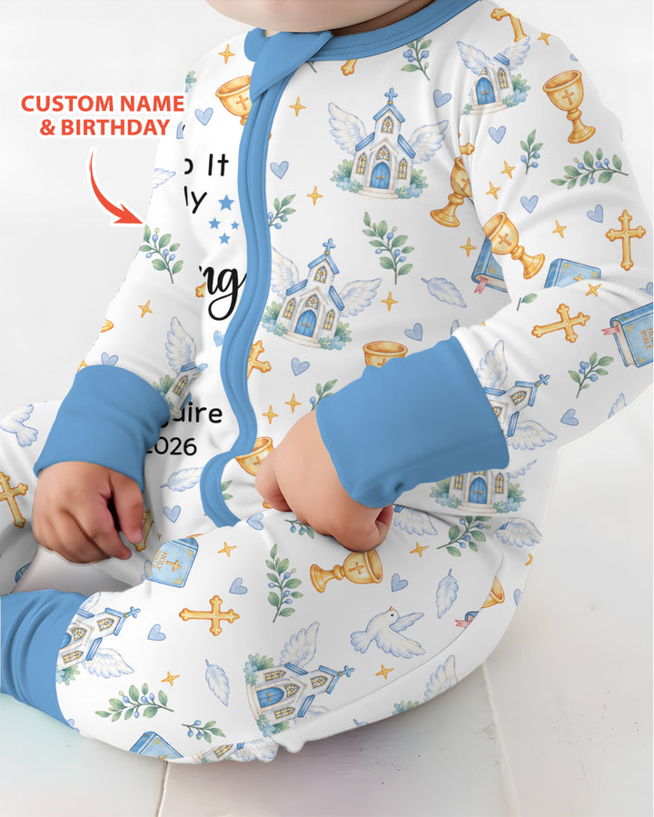 Personalized When I Wake Up It Will Be My Christening Day Bamboo Convertible Zippy
