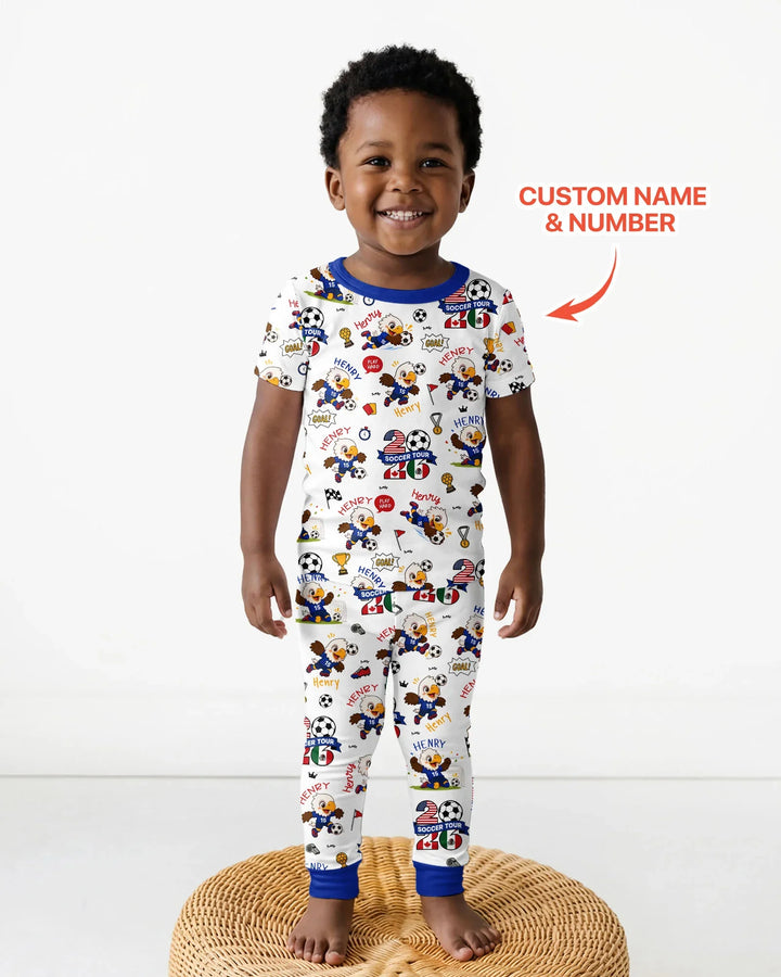 USA We Are Champions Soccer Tour 2026 Bamboo Two Piece Short Sleeve Pajama Set