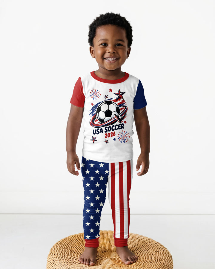 USA Soccer 2026 Family Matching Bamboo Two Piece Short Sleeve Pajama Set
