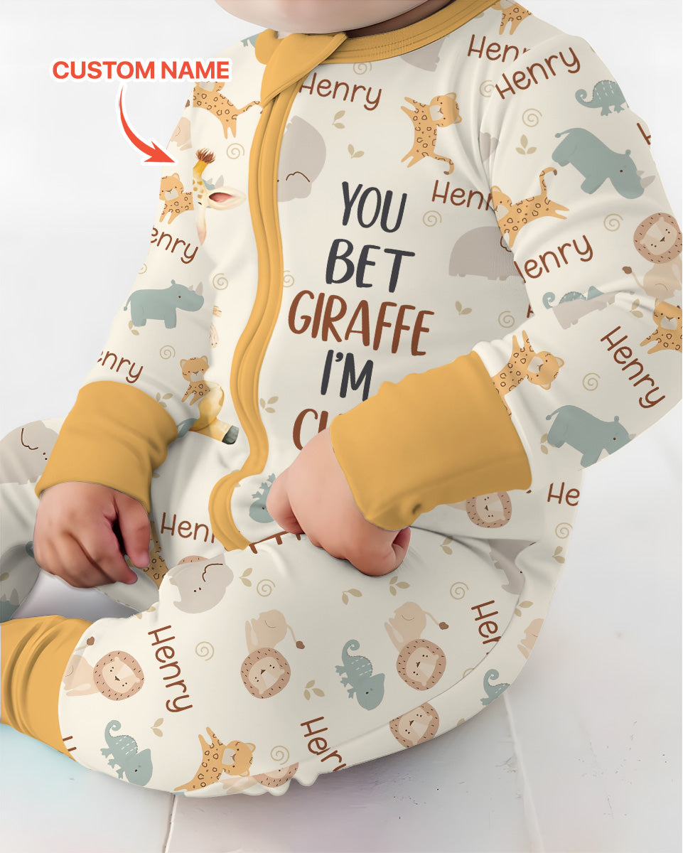 You Bet Giraffe I'm Cute Custom Name Bamboo Convertible Zippy