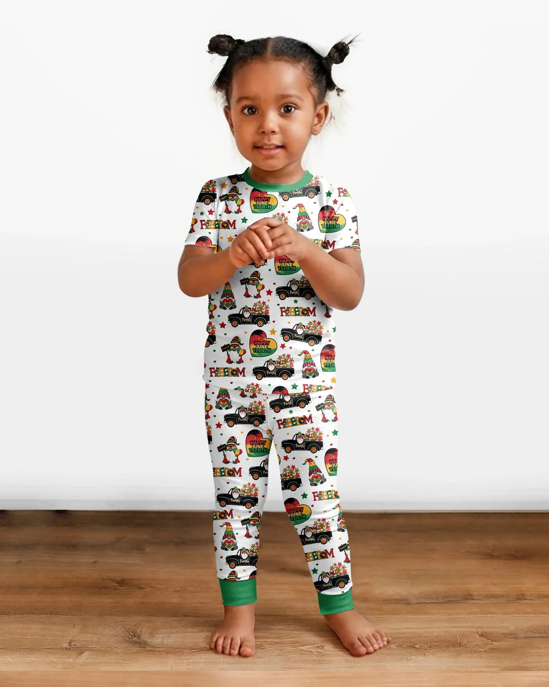 Gnome Happy Juneteenth Bamboo Two Piece Short Sleeve Pajama Set