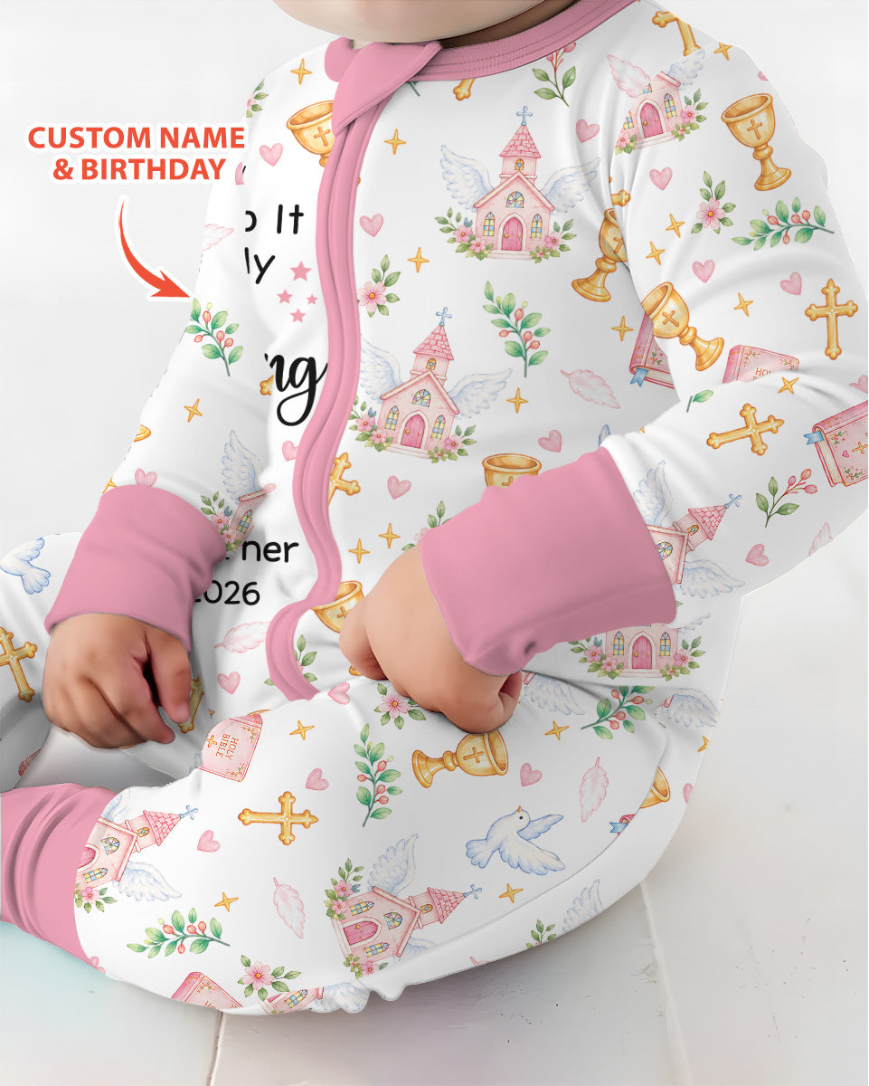 Personalized When I Wake Up It Will Be My Christening Day Bamboo Convertible Zippy