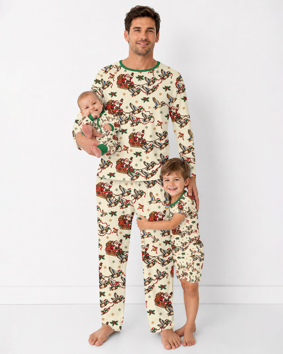 Santa Sleigh with Mallard Ducks Bamboo Men's Pajama Set