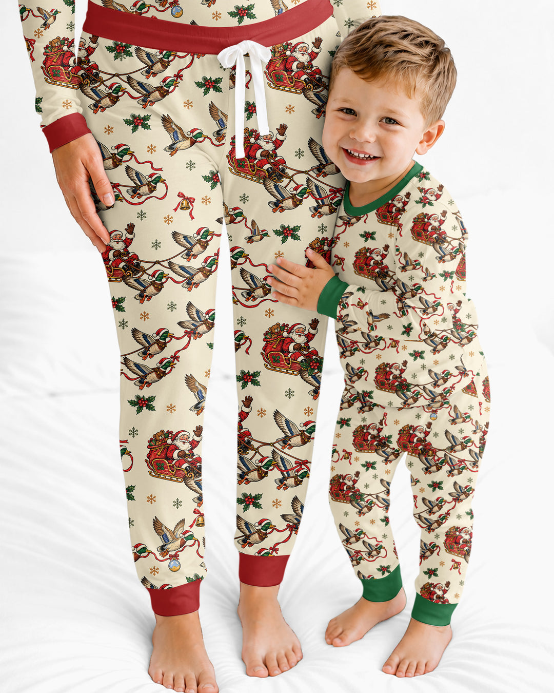 Santa Sleigh with Mallard Ducks Bamboo Women Pajama Set