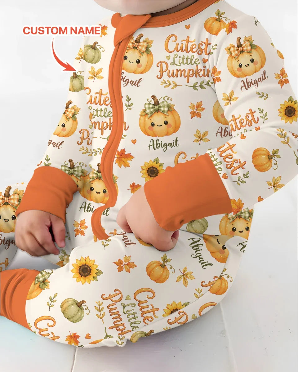 Custom Name Cutest Little Pumpkin Bamboo Convertible Zippy