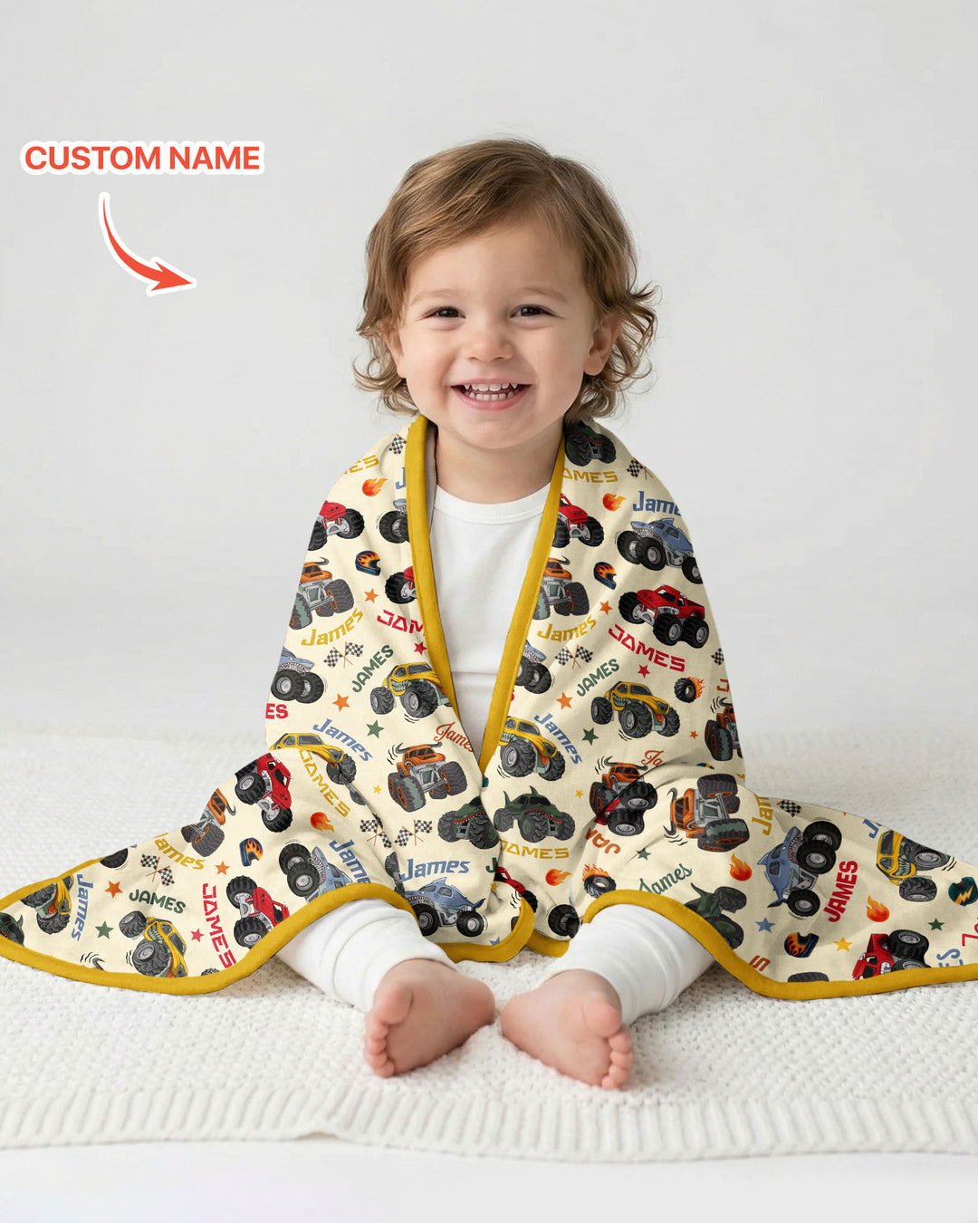 Personalized Monster Truck Bamboo Blanket