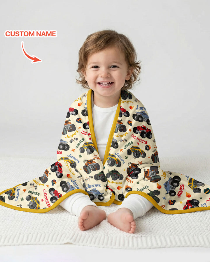 Personalized Monster Truck Bamboo Blanket