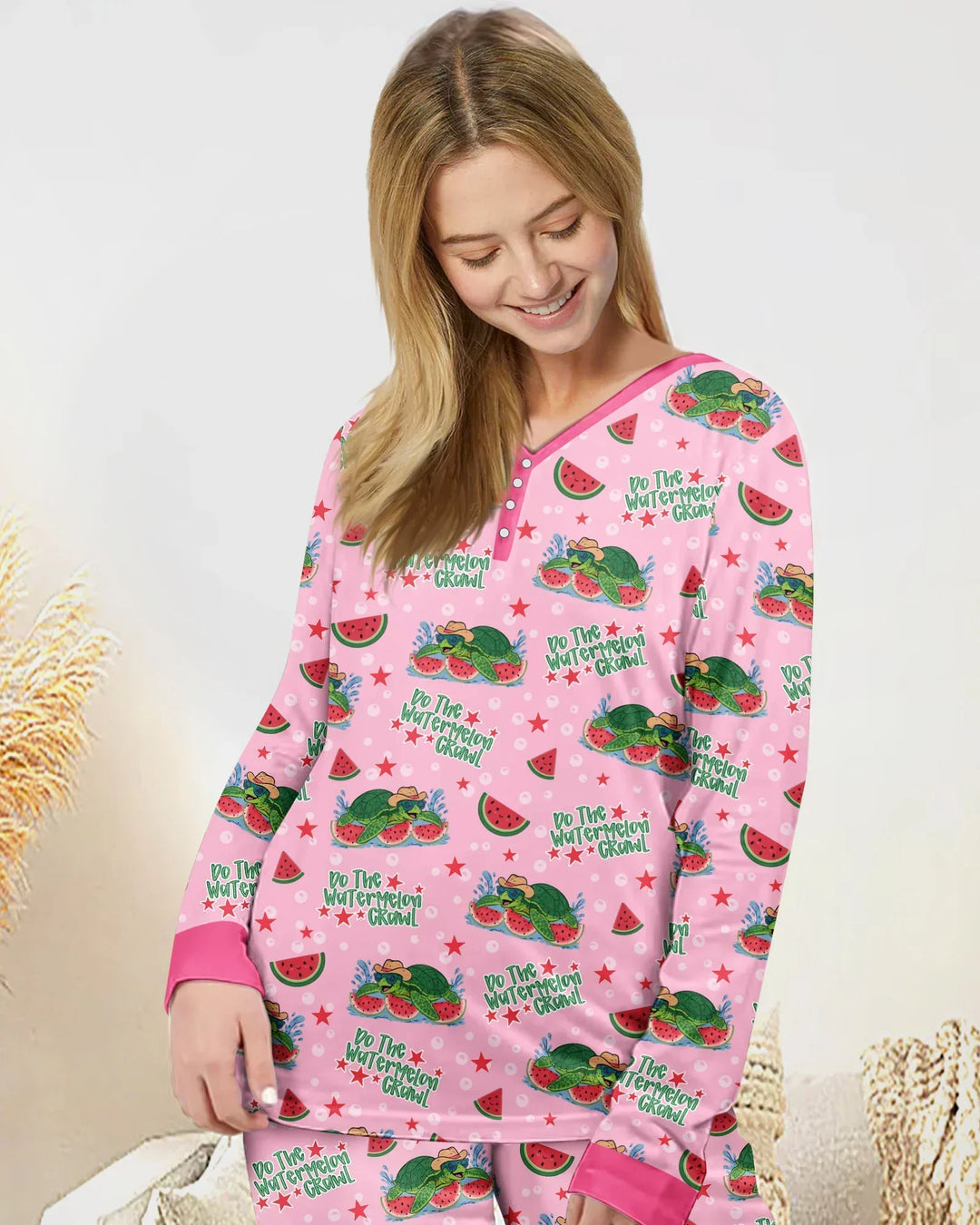 Watermelon Turtle Family Matching Bamboo Women Pajama Set