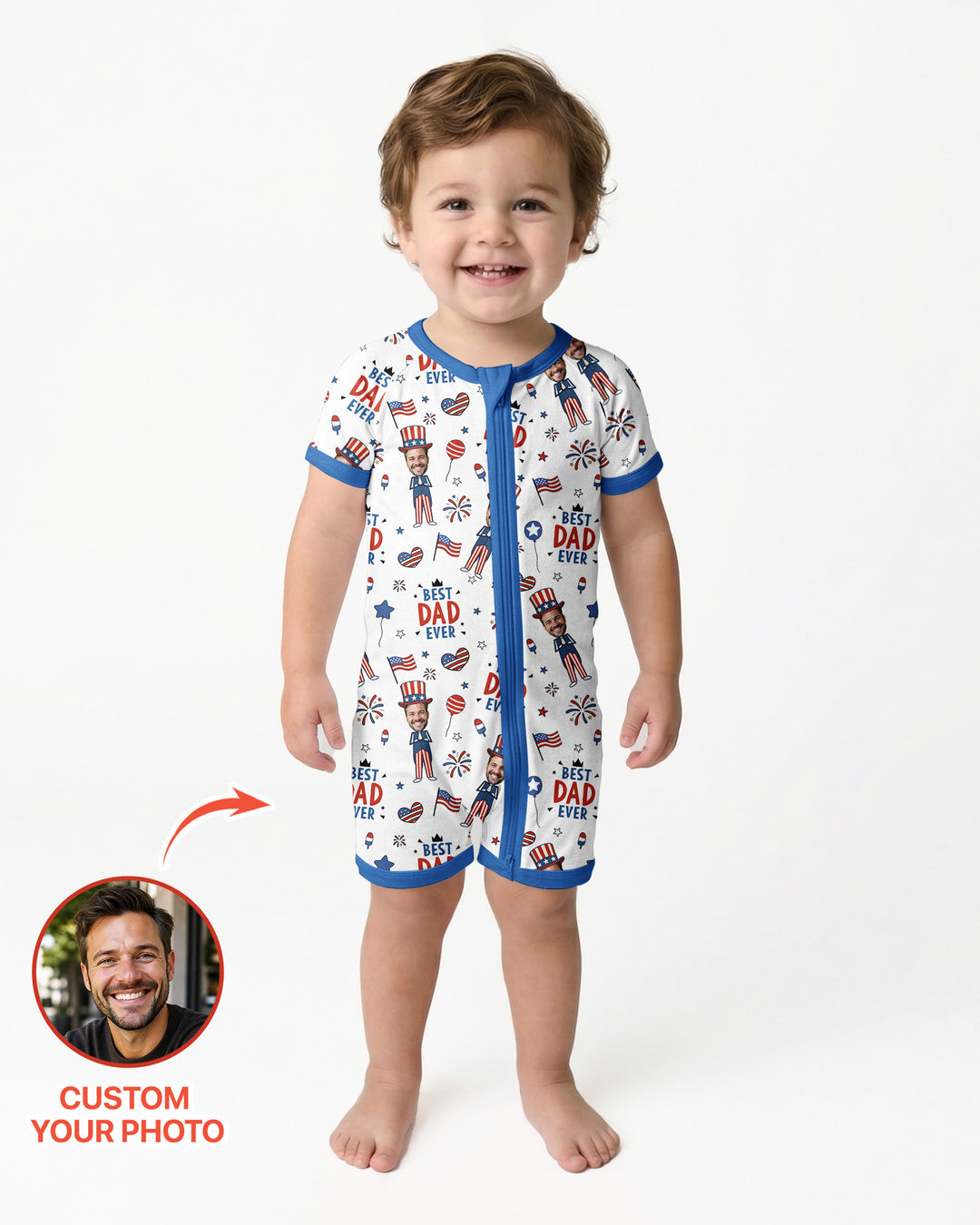 Custom Photo Best Patriotic Family Ever Bamboo Shorty Zippy