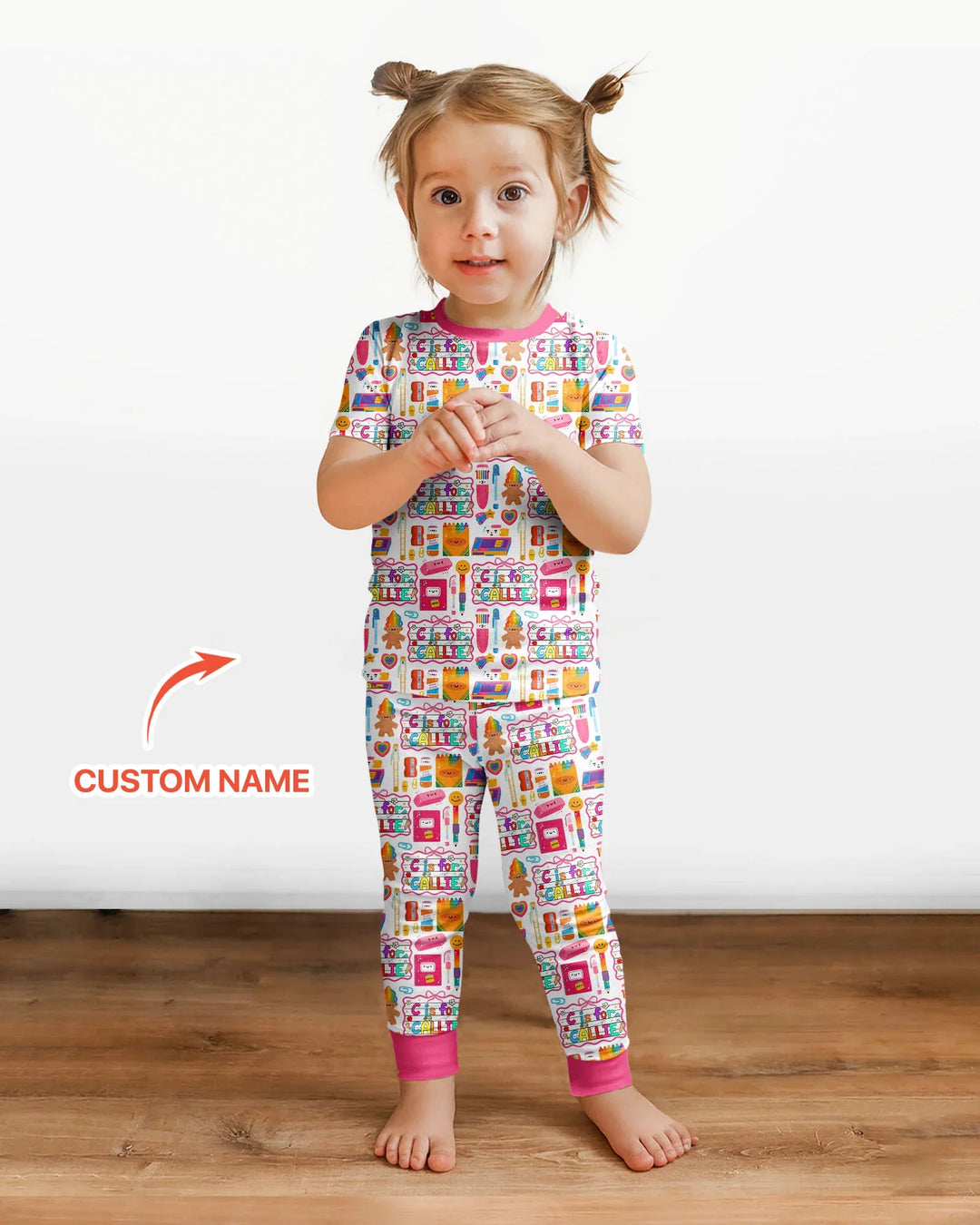 Custom Name Classroom Cuties Bamboo Two Piece Short Sleeve Pajama Set