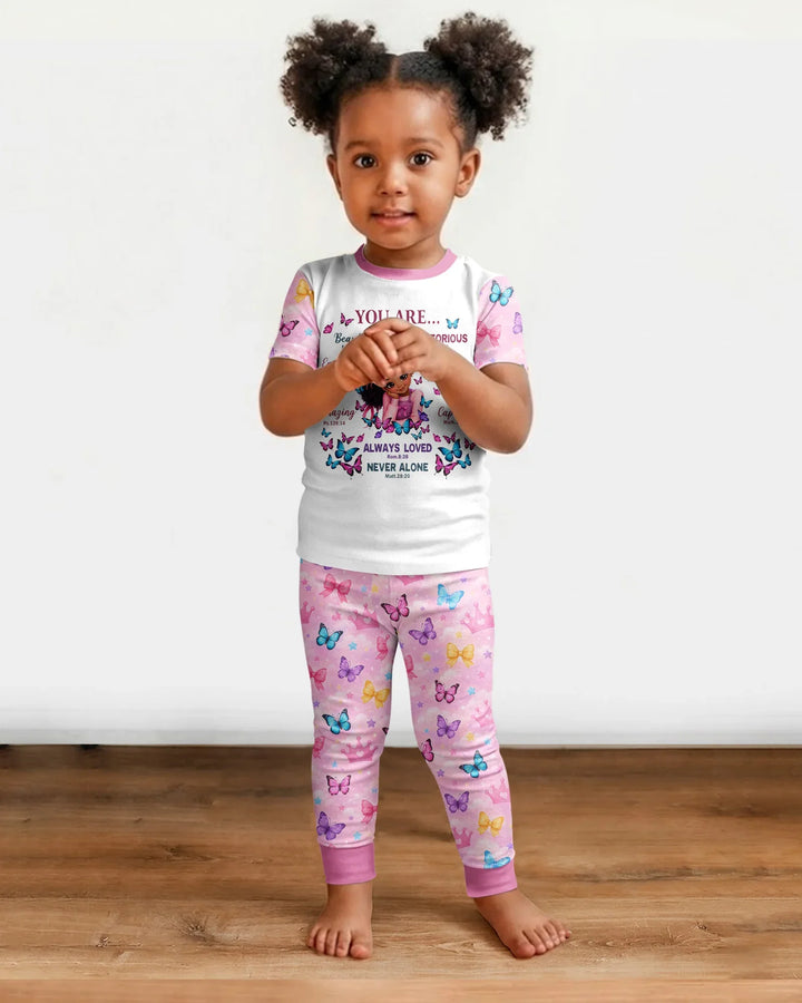 Black Girl Religious You Are Beautiful Bamboo Two Piece Short Sleeve Pajama Set
