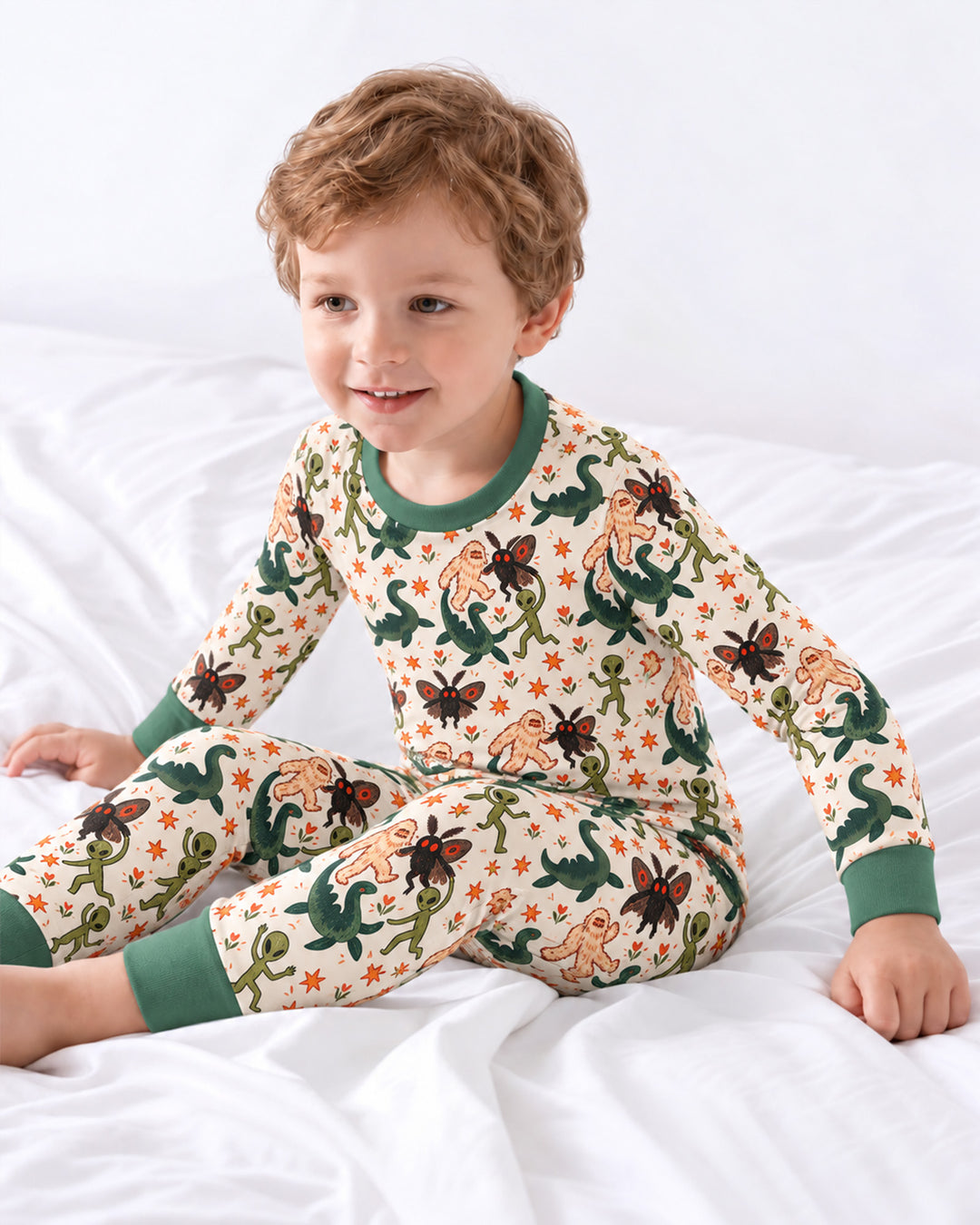 Dancing Cryptids Bamboo Two Piece Long Sleeve Pajama Set