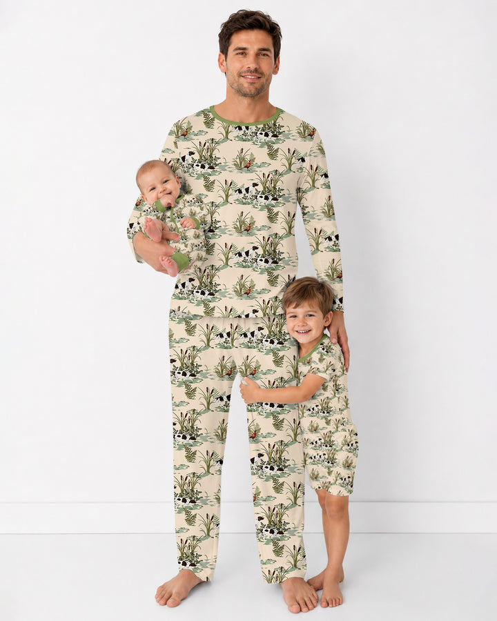 Vintage Pheasant & Hunting Dog Field Family Matching Bamboo Men's Pajama Set
