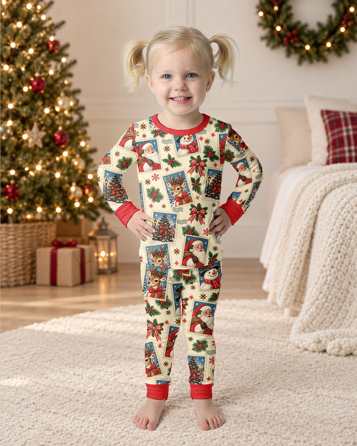 Holly Jolly Stamps Bamboo Two Piece Long Sleeve Pajama Set