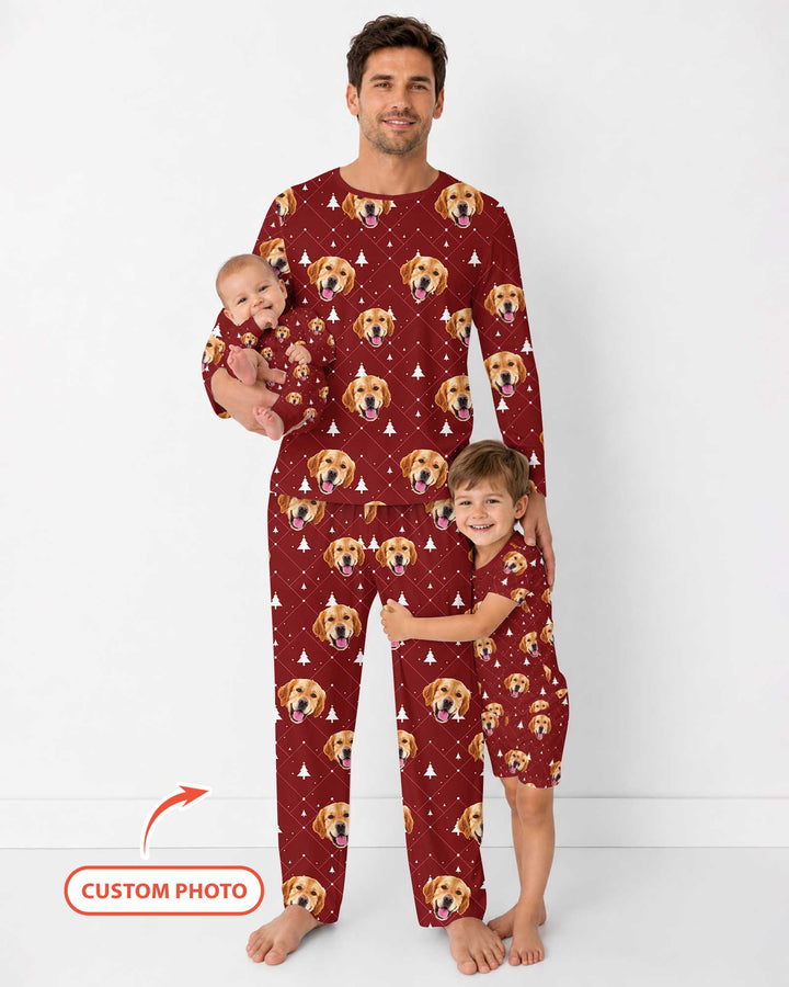 Custom Photo With Christmas Pattern Pajamas Bamboo Men's Pajama Set