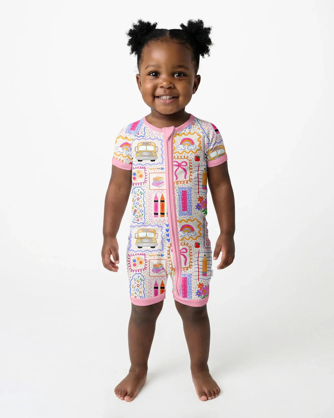 Colorful Doodle School Bamboo Shorty Zippy