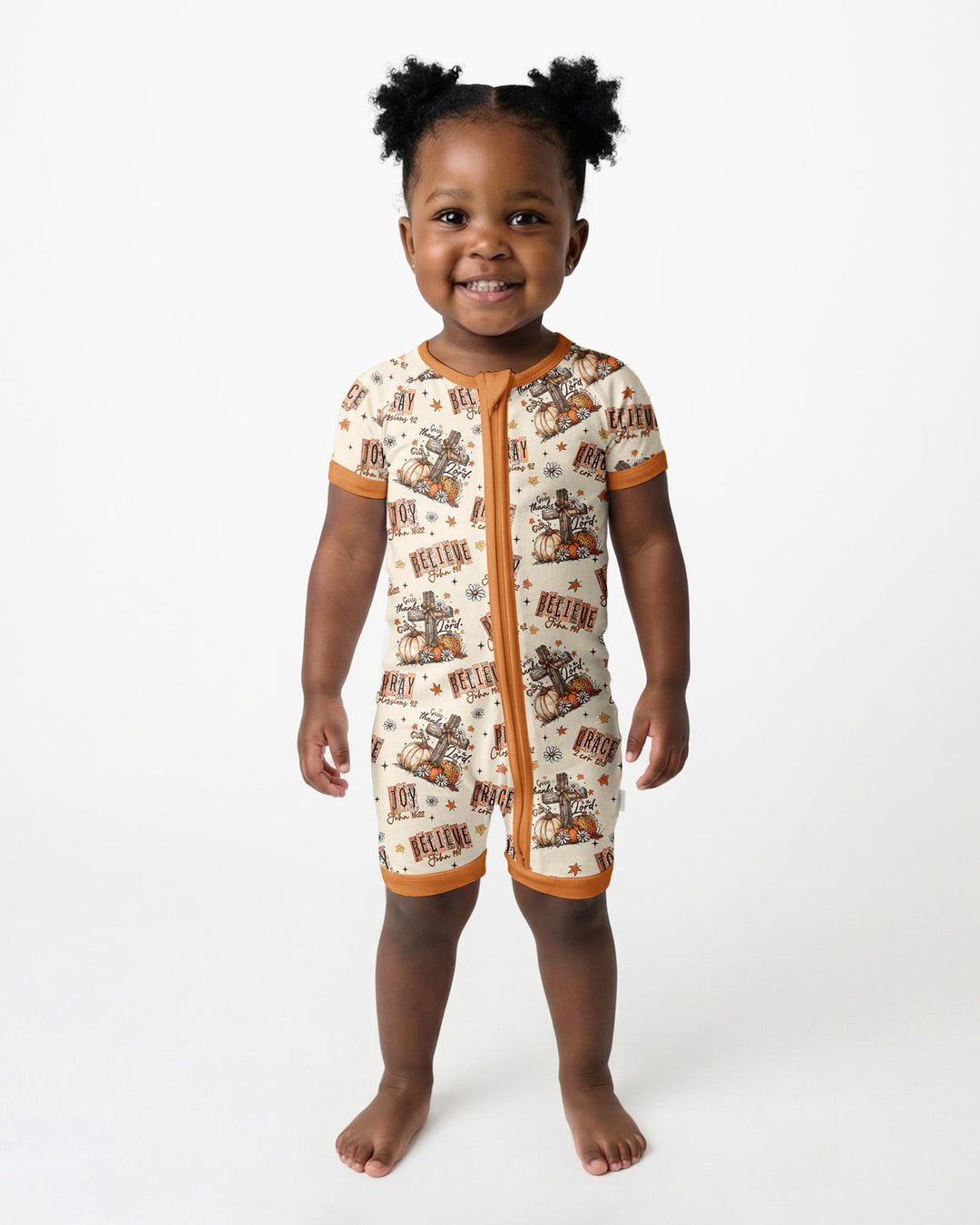 Floral Fall Give Thanks To The Lord Bamboo Shorty Zippy