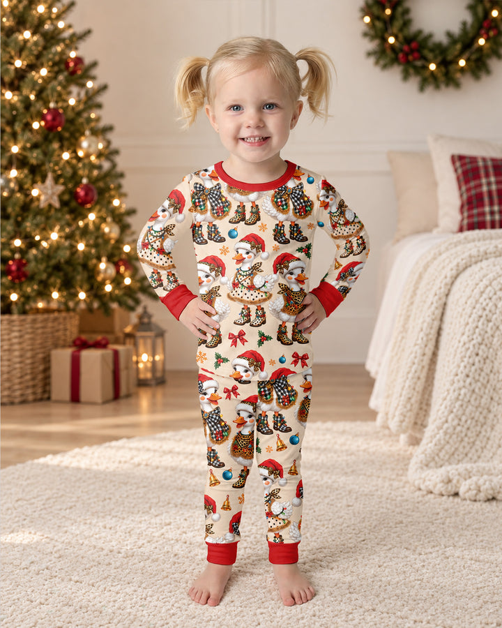 Holly Jolly Cowgirl Ducks Bamboo Two Piece Long Sleeve Pajama Set