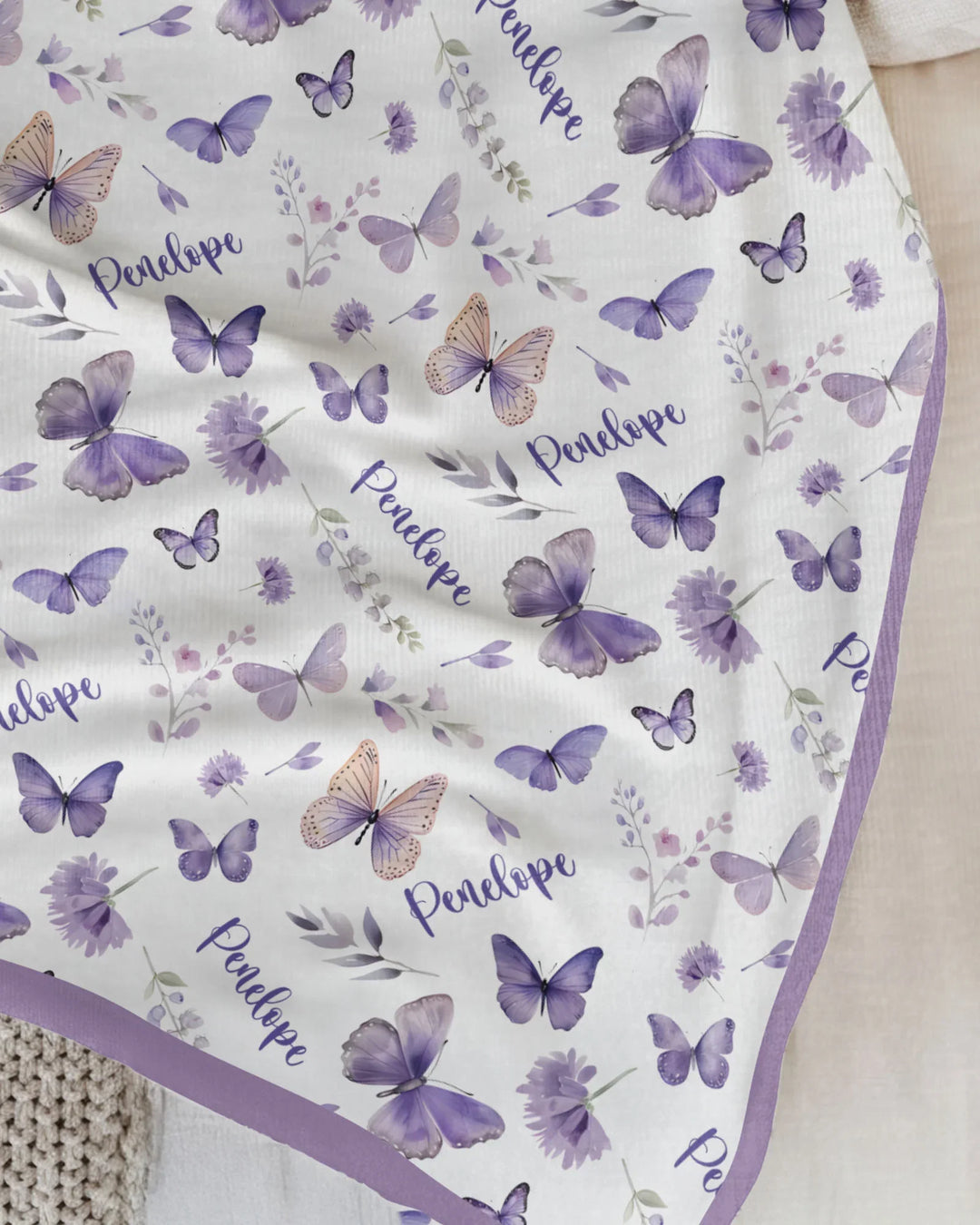 Custom Name Lilac Bloom Bamboo Blanket