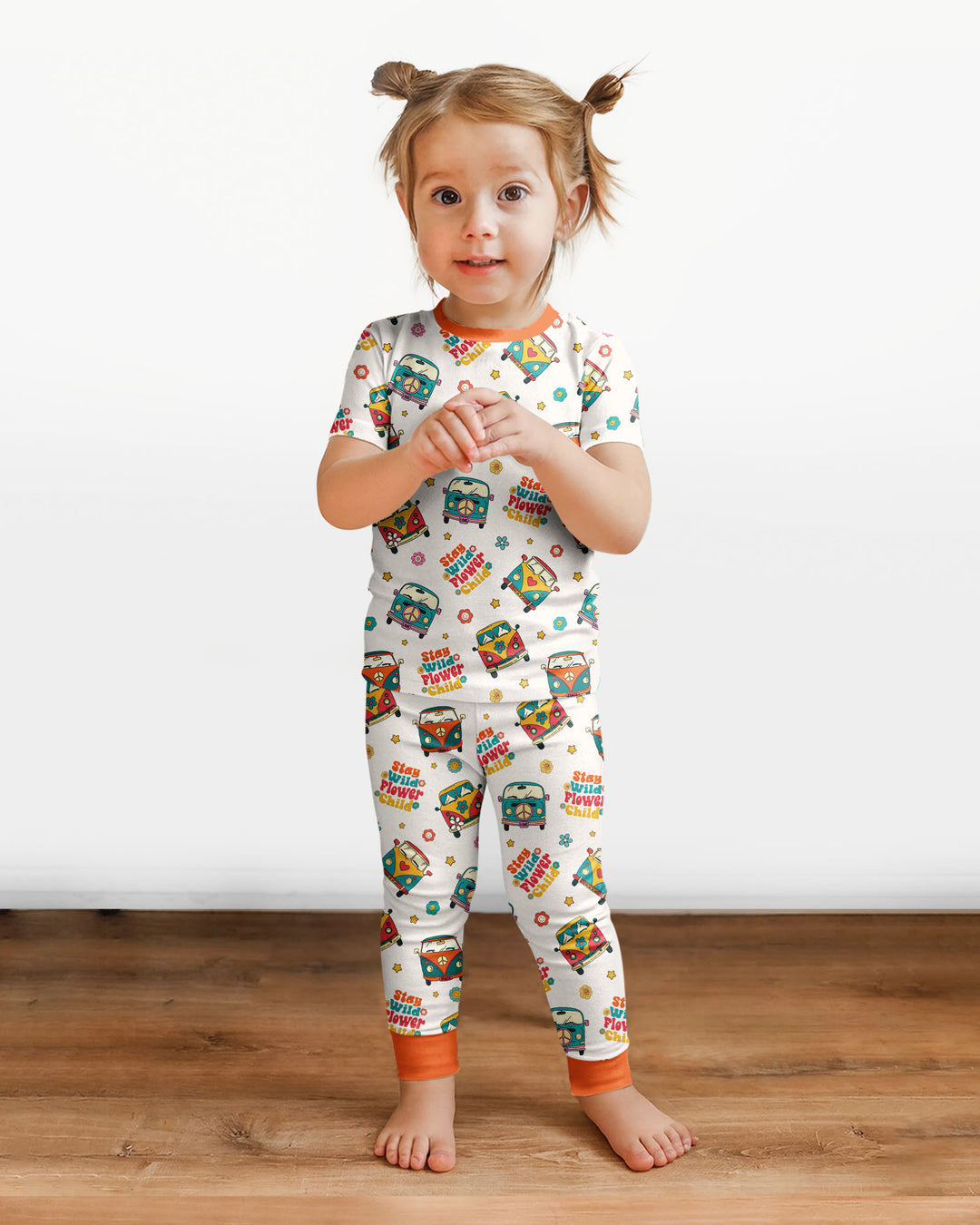 Stay Wild Flower Child Bamboo Two Piece Short Sleeve Pajama Set
