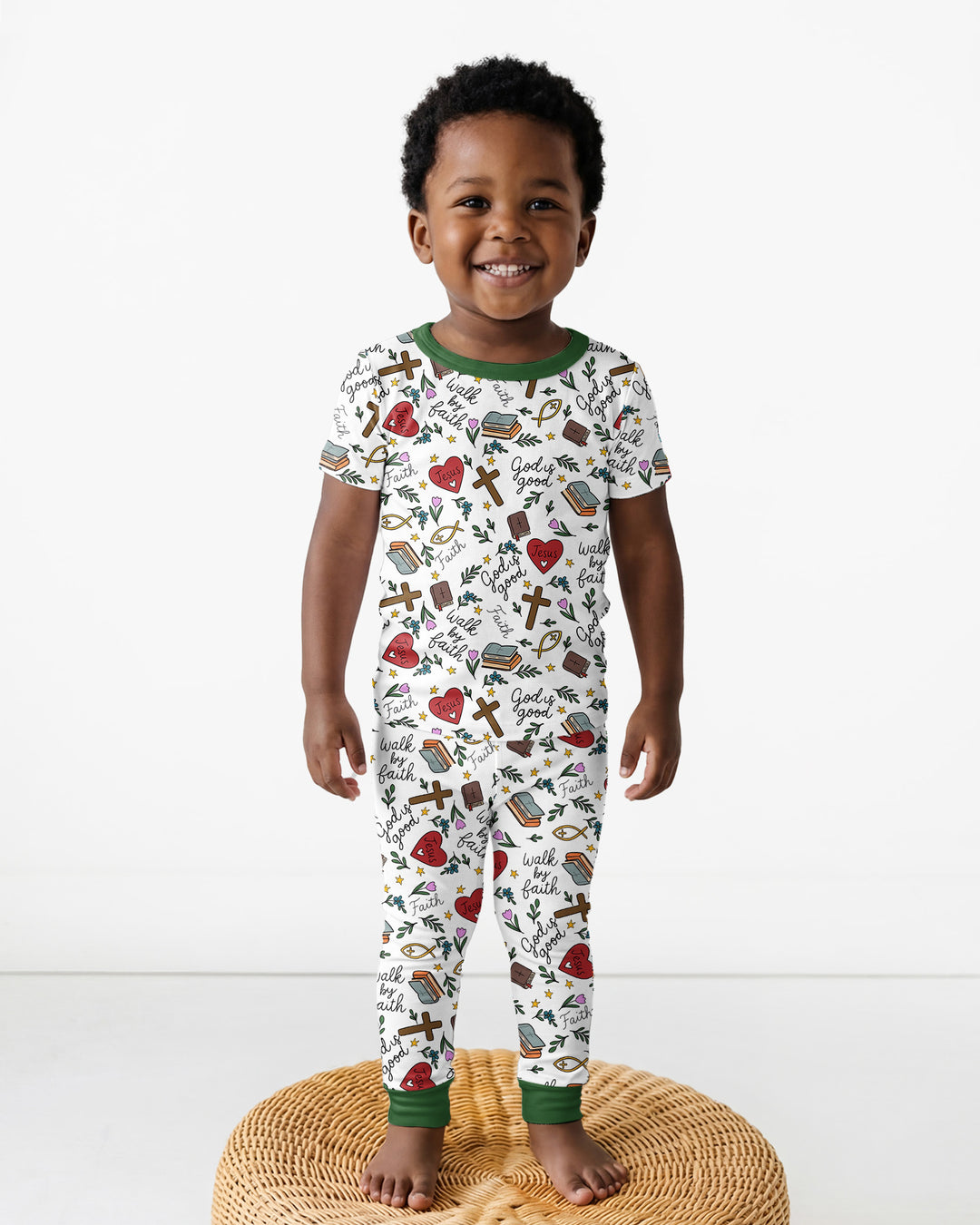 Love Jesus God Is Good Bamboo Two Piece Short Sleeve Pajama Set