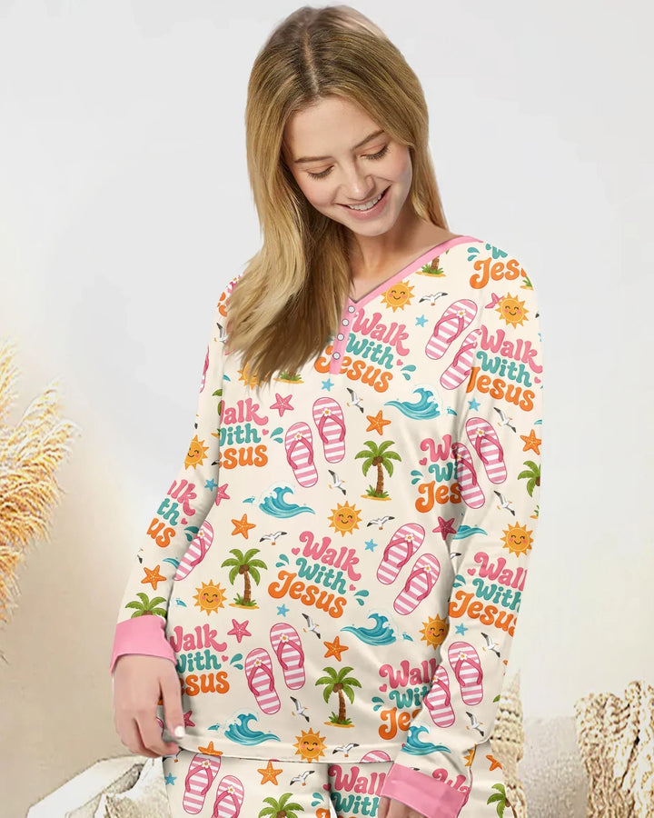 Groovy Summer Walk With Jesus Bamboo Women Pajama Set
