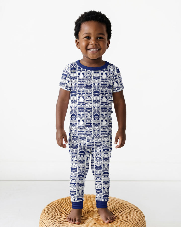 Friendly Totem Pole Figures Bamboo Two Piece Short Sleeve Pajama Set
