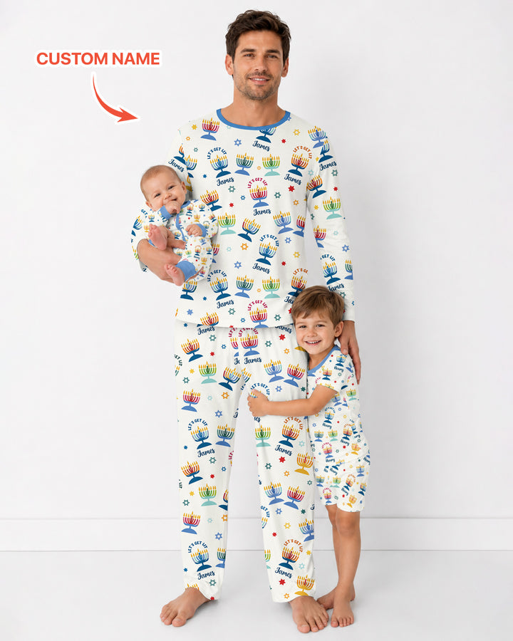 Let's Get Lit Hanukkah Bamboo Men's Pajama Set