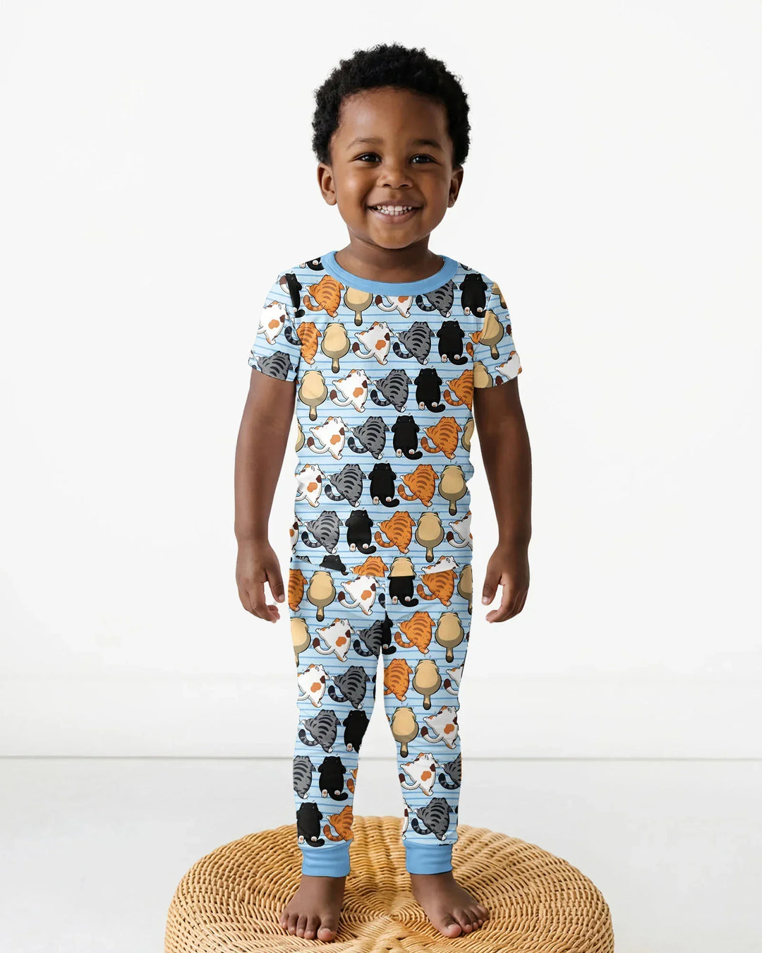 Funny Cat Butts Club Family Matching Bamboo Two Piece Short Sleeve Pajama Set