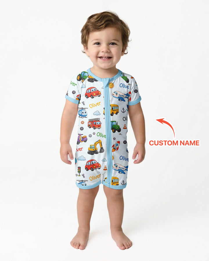 Custom Name Cute Transport Bamboo Shorty Zippy
