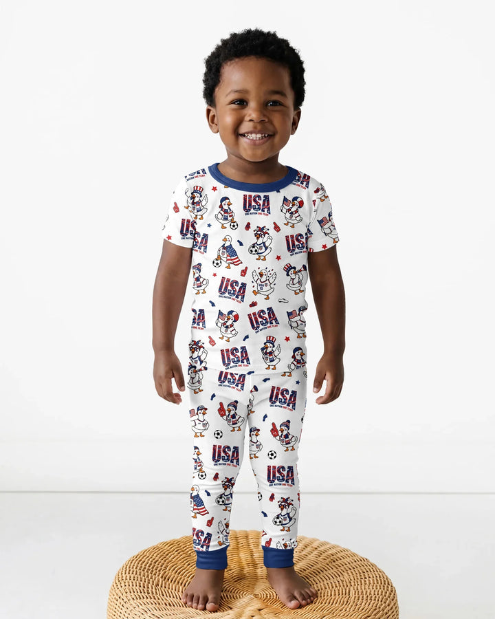 One Nation One Team Bamboo Two Piece Short Sleeve Pajama Set