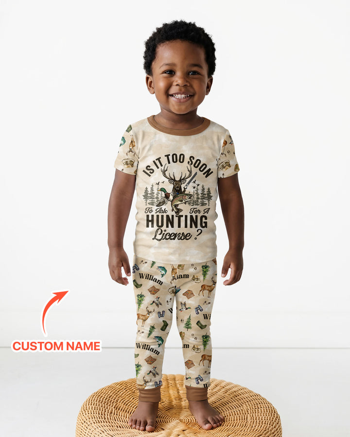 Personalized Funny Hunting Bamboo Two Piece Short Sleeve Pajama Set