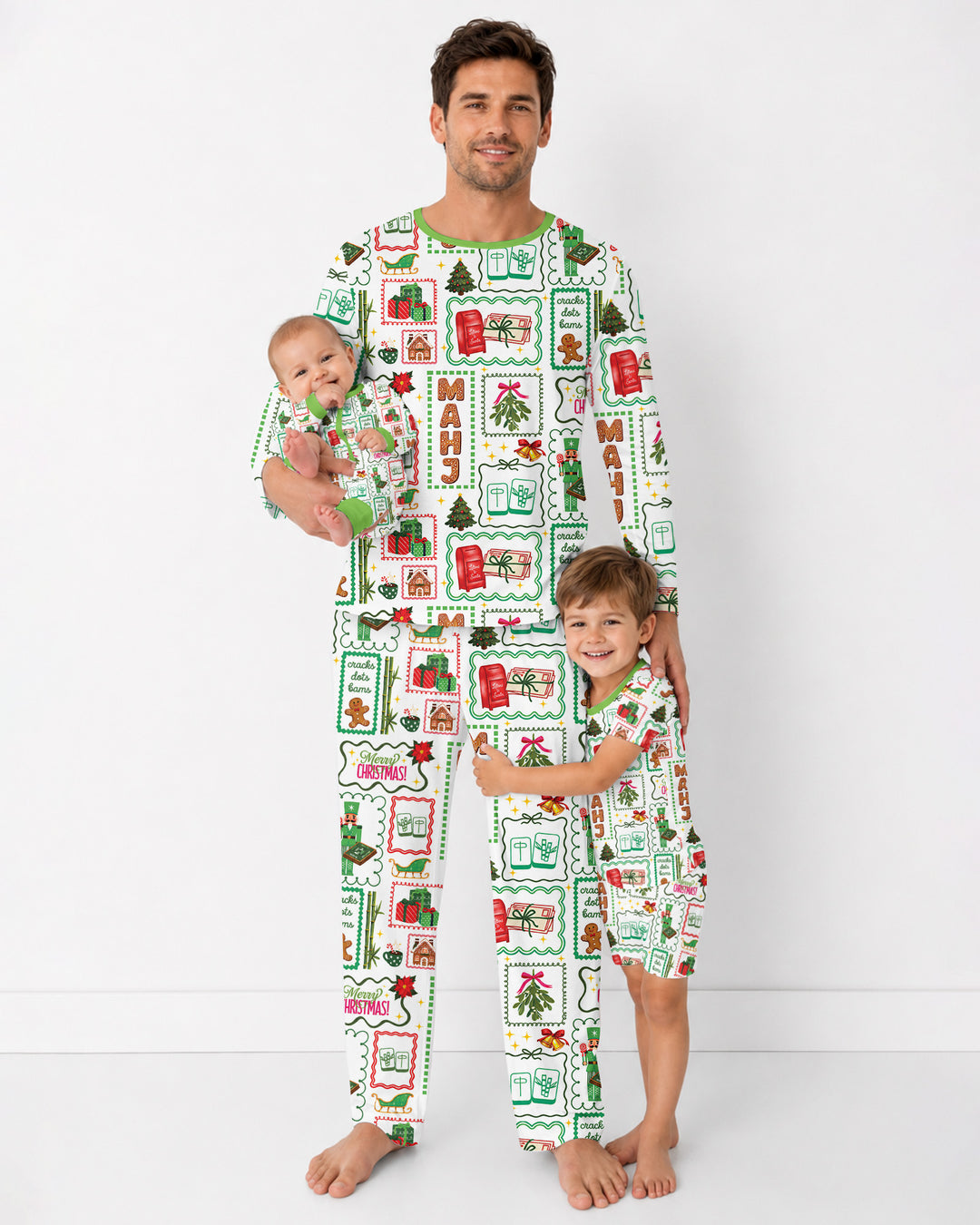 Preppy Christmas Mahjong Bamboo Men's Pajama Set