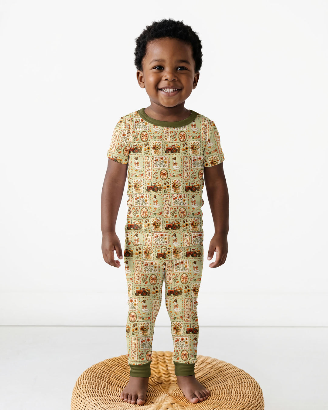Farmhouse Fall Goose Family Matching Bamboo Two Piece Short Sleeve Pajama Set