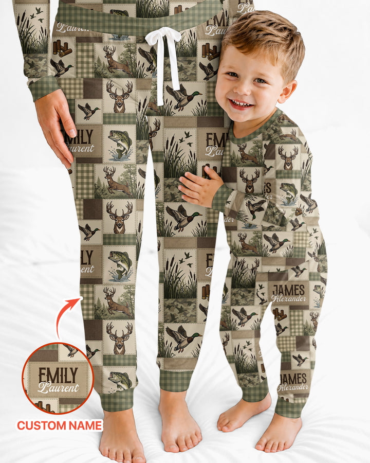 Personalized Hunting Patchwork Bamboo Women Pajama Set