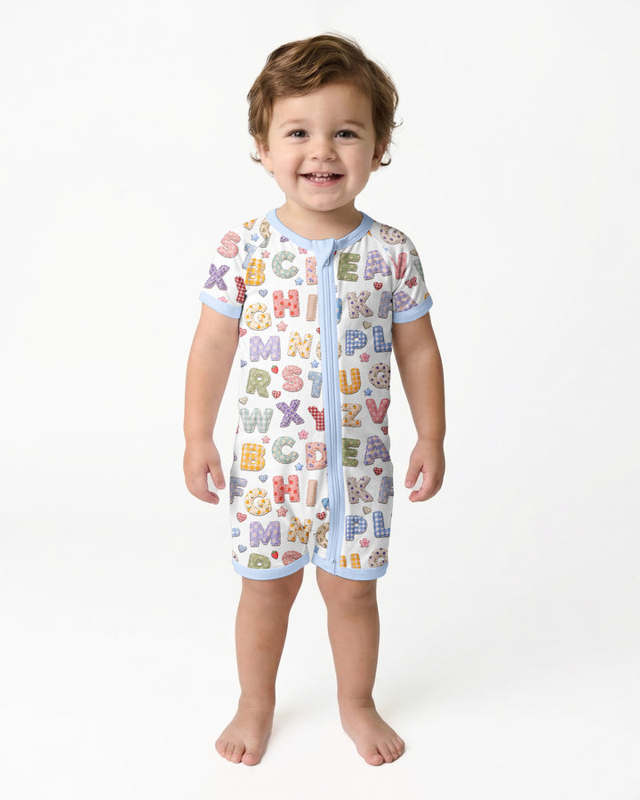 Fabric Alphabet Letters Bamboo Shorty Zippy