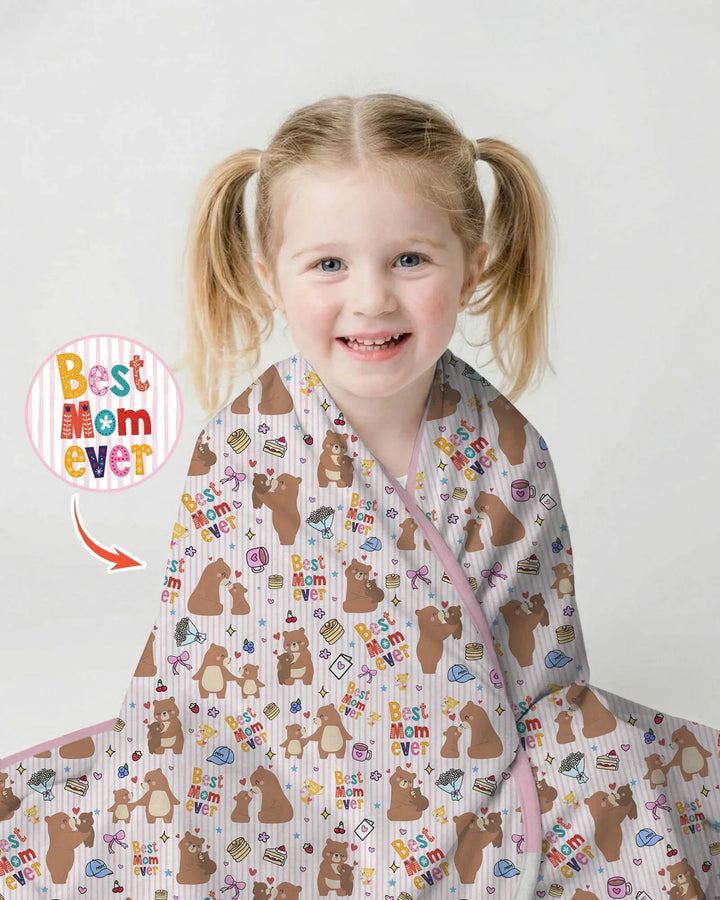Best Mama Bear Ever Family Matching Bamboo Blanket