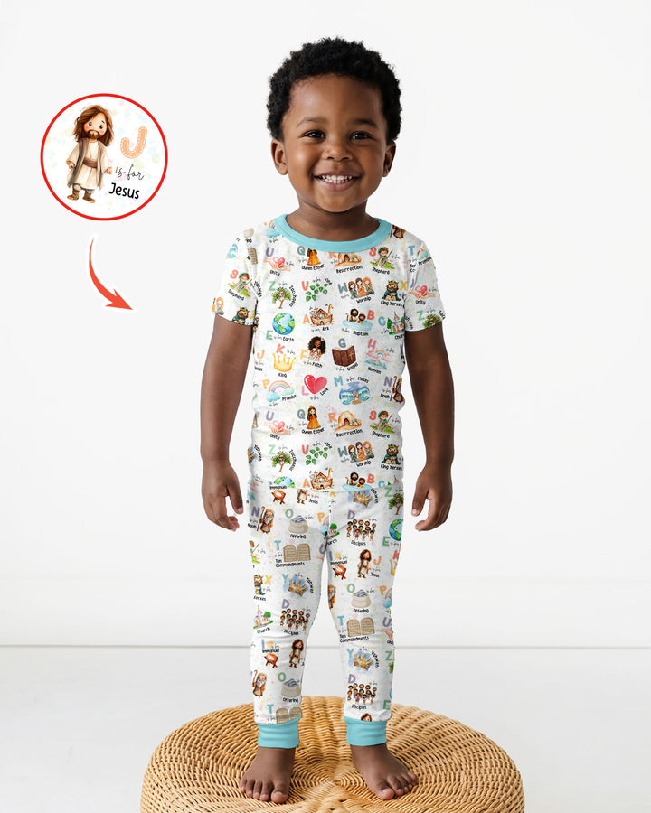 Bible ABC Alphabet Bamboo Two Piece Short Sleeve Pajama Set