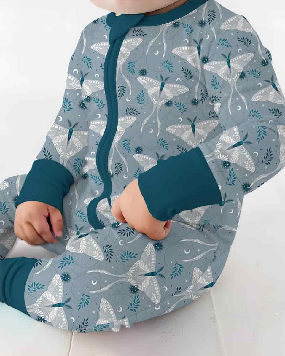 Silver Luna Moths Bamboo Convertible Zippy