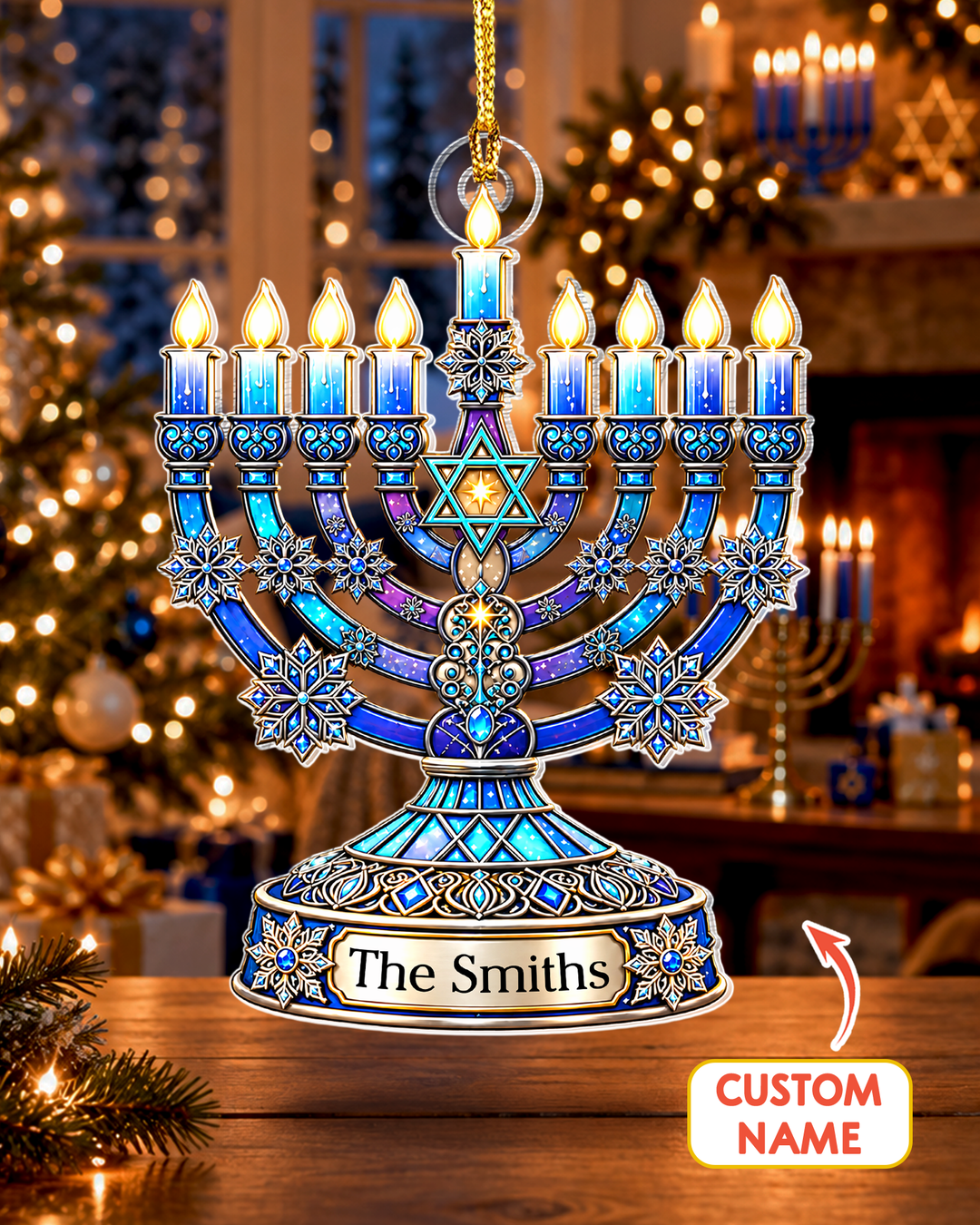 Hanukkah Menorah - Personalized Acrylic Ornament