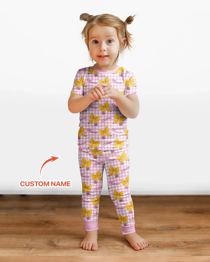 Coquette Back To School Bamboo Two Piece Long Sleeve Pajama Set
