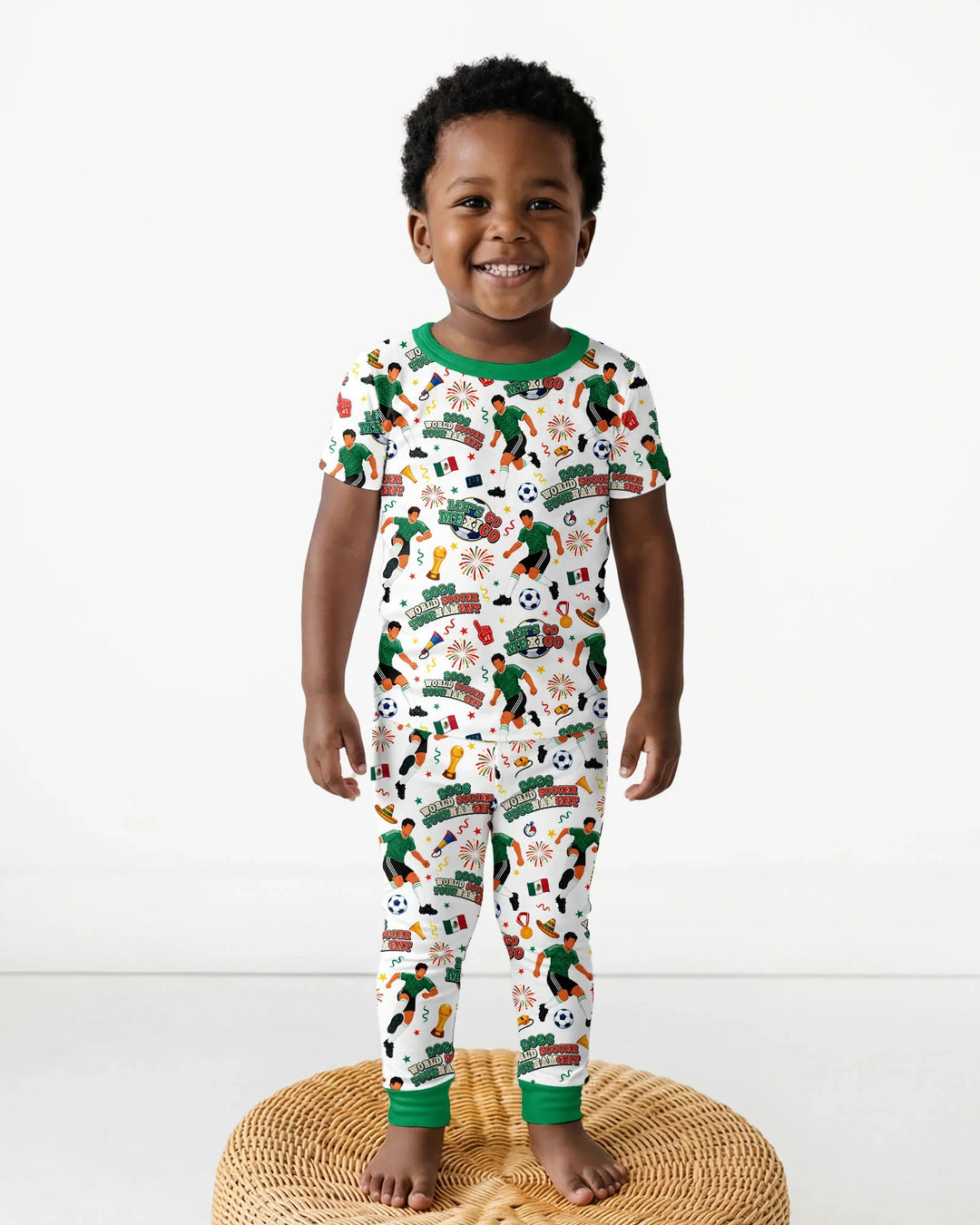 World Soccer Tournament Let's Go Mexico Family Matching Bamboo Two Piece Short Sleeve Pajama Set