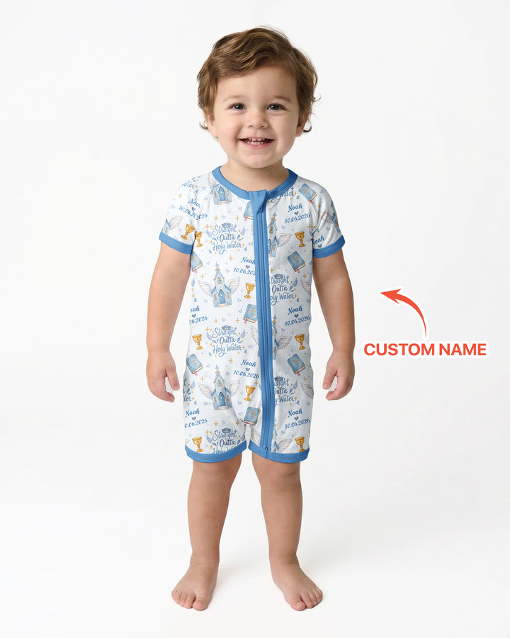 Custom Name Baptism Christening Straight Outta Holy Water Bamboo Shorty Zippy