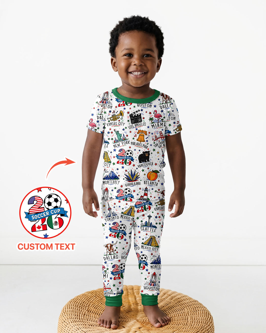 2026 Soccer Cup Host Citties Bamboo Two Piece Short Sleeve Pajama Set