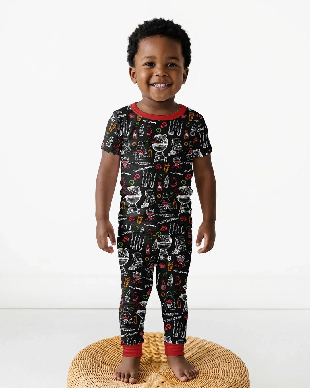 Backyard BBQ Party Family Matching Bamboo Two Piece Short Sleeve Pajama Set